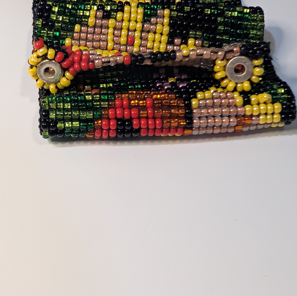 Wide Beaded Cuff Bracelet – Colorful Floral Design - Picture 4 of 7
